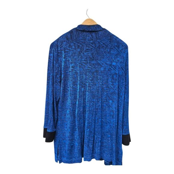 Vintage Chicos travelers Cardigan Women Size 1 Medium Blue Slinky Knit Made USA - Picture 2 of 7